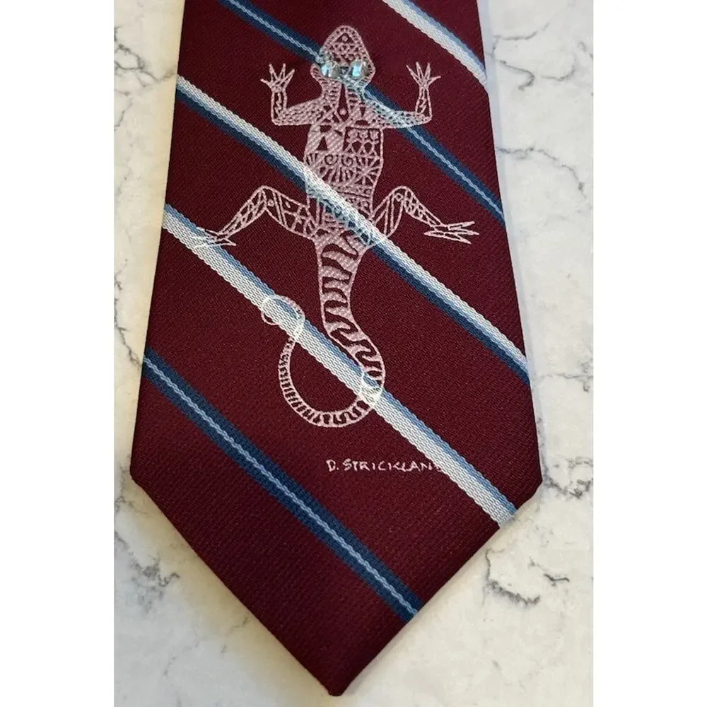 NEW KETCH Boy's Lizard Clip-on Tie Sz Large Stone Embellished Novelty Red Stripe